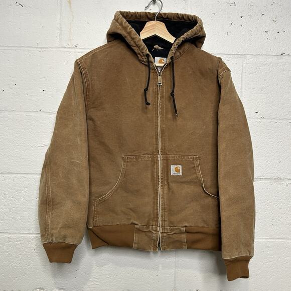 Y2K Carhartt Quilted Hooded Active Jacket “Brown” WJ130 - Picture 1 of 9